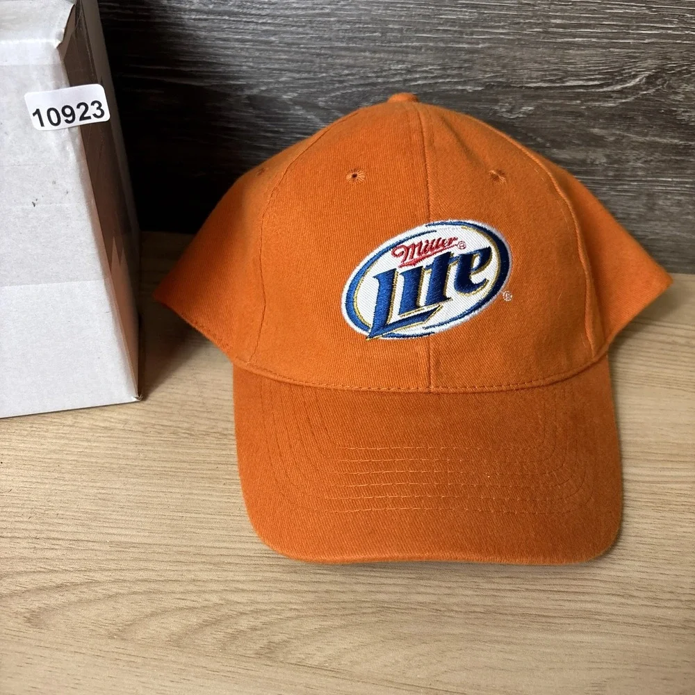 Miller Lite Hat Cap Strap Back Orange Embroidered Beer Promo Mens ACME Apparel